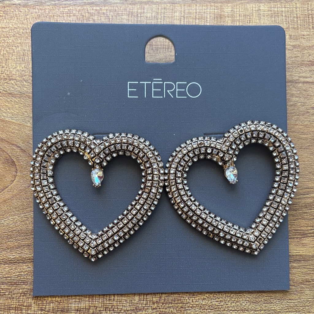 Crystal Heart Earrings In Gold And Silver